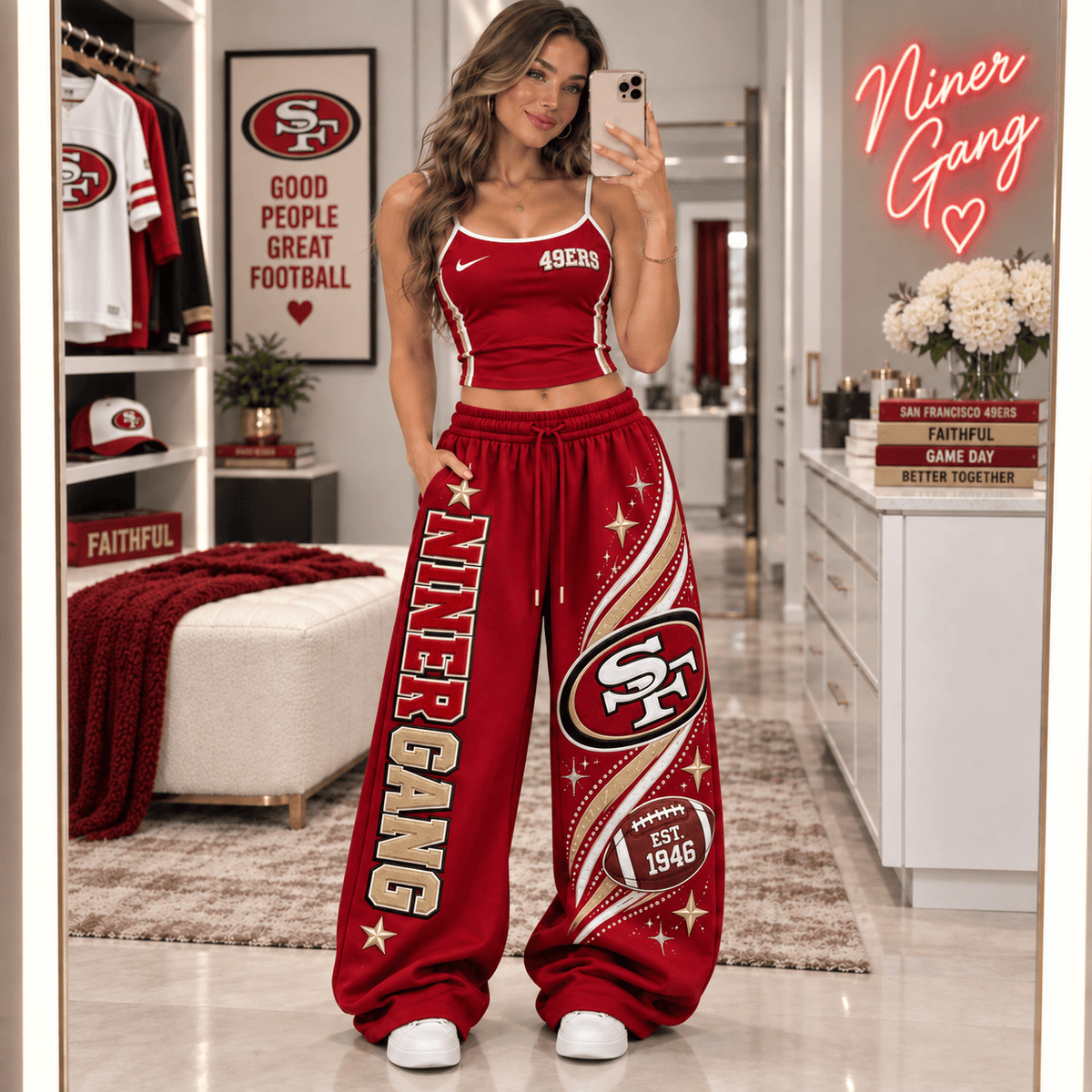 Premium SF49 Sports-Inspired Cami & Wide-Leg Pants Set BMD