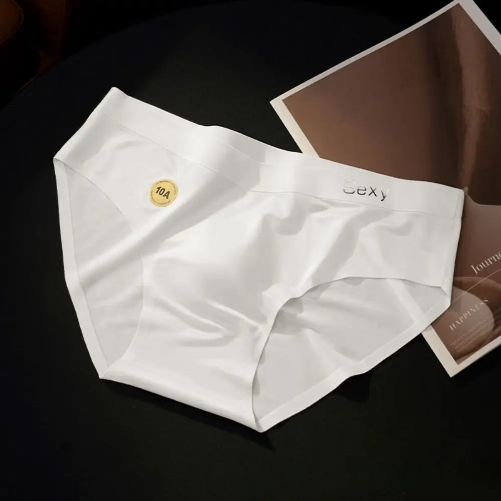 Solid Color Summer Thin Satin Briefs Men Simple Underpants Ice Silk Panties Quick Dry Breathable Seamless Underwear Men Men