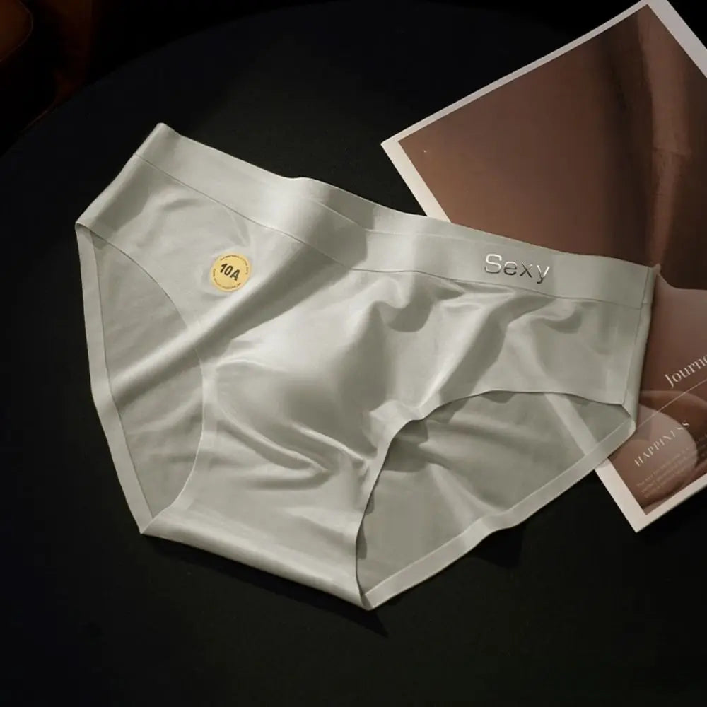 Solid Color Summer Thin Satin Briefs Men Simple Underpants Ice Silk Panties Quick Dry Breathable Seamless Underwear Men Men